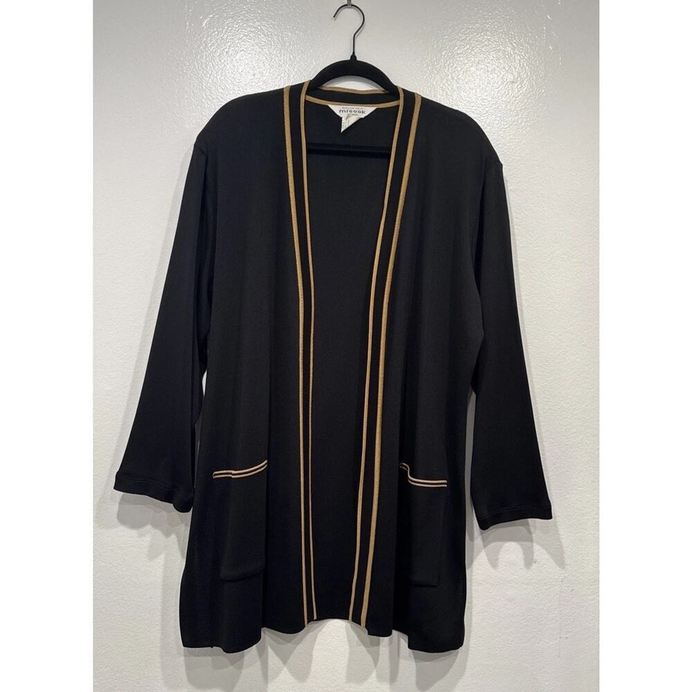 Exclusively Misook Open Front Black Brown Cardigan Women's‎ Plus Size 2X Classic